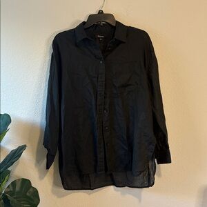 Madewell black Button-Up linen like Blouse Small